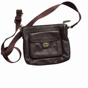Coach Swingpack Crossbody Bag Womens Small Brown Turnlock Pocket